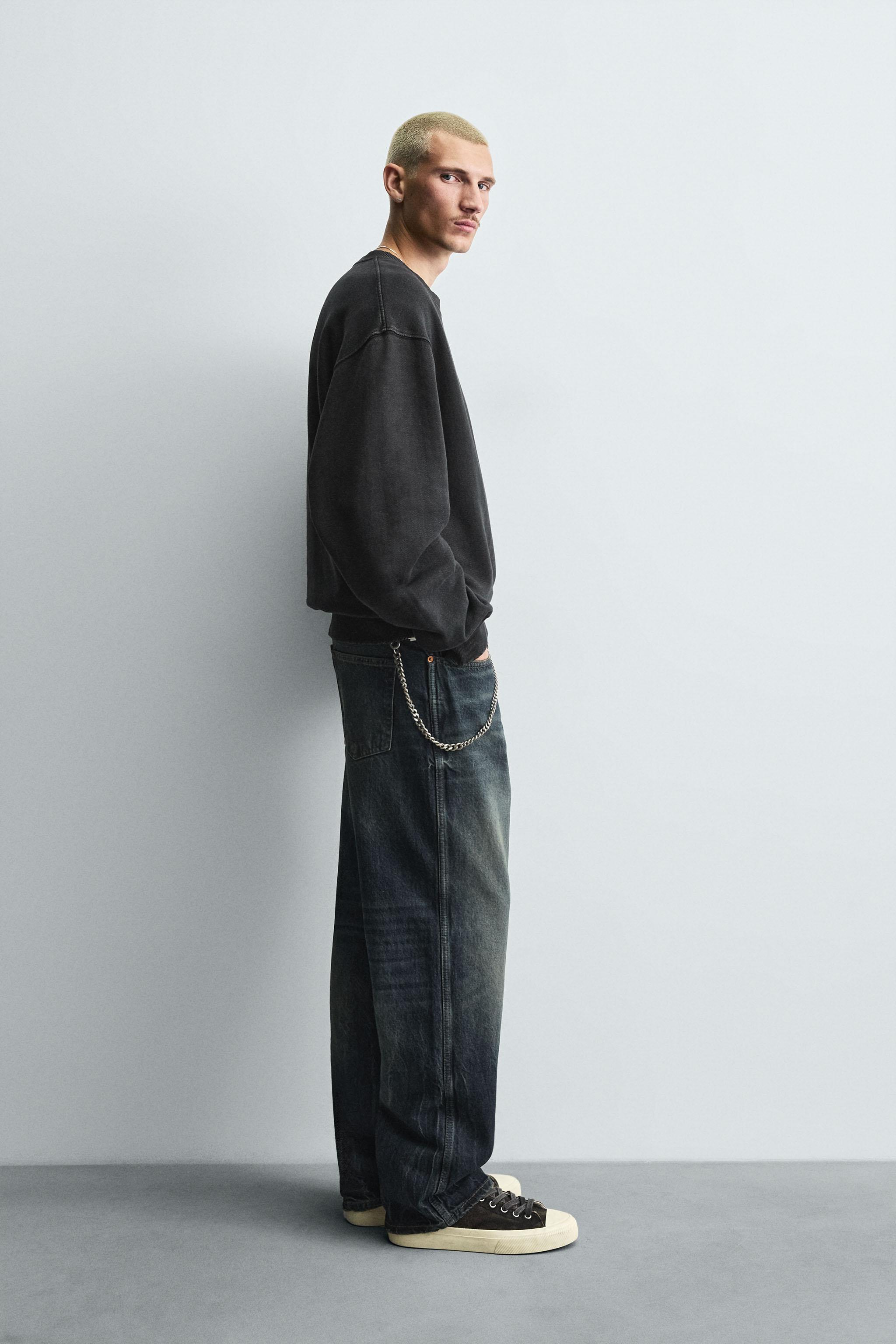 WASHED HERRINGBONE EFFECT SWEATSHIRT